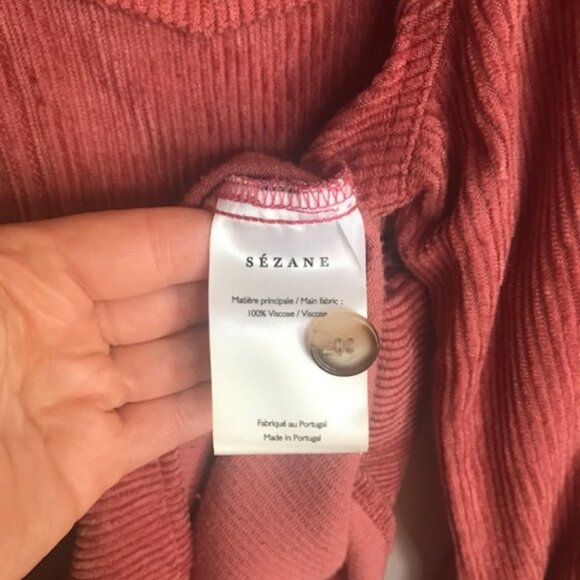 Sezane Kim Button-down Cord Shirt, Rosewood, Size 4/6 - Picture 6 of 7